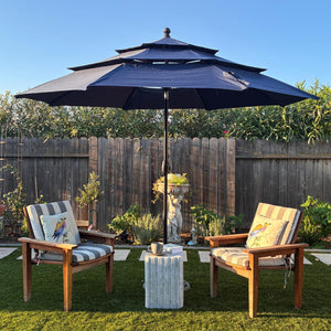 3m 3 Tier Auto-tilt Patio Umbrella Outdoor Double Vented Umbrella