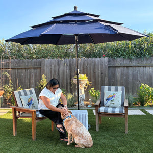 3m 3 Tier Auto-tilt Patio Umbrella Outdoor Double Vented Umbrella