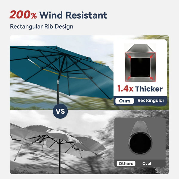 3m 3 Tier Auto-tilt Patio Umbrella Outdoor Double Vented Umbrella