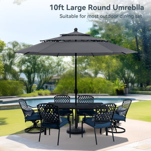 3m 3 Tier Auto-tilt Patio Umbrella Outdoor Double Vented Umbrella