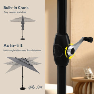 3m 3 Tier Auto-tilt Patio Umbrella Outdoor Double Vented Umbrella