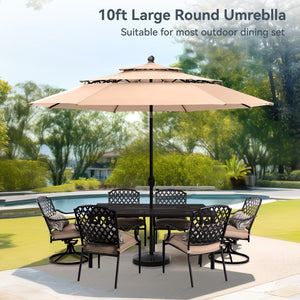 3m 3 Tier Auto-tilt Patio Umbrella Outdoor Double Vented Umbrella