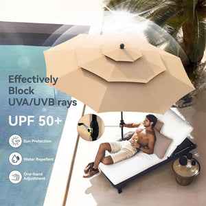 3m 3 Tier Auto-tilt Patio Umbrella Outdoor Double Vented Umbrella