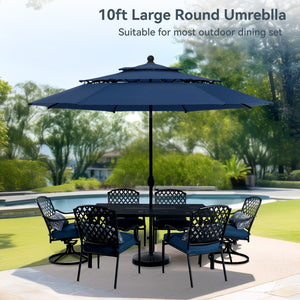 3m 3 Tier Auto-tilt Patio Umbrella Outdoor Double Vented Umbrella