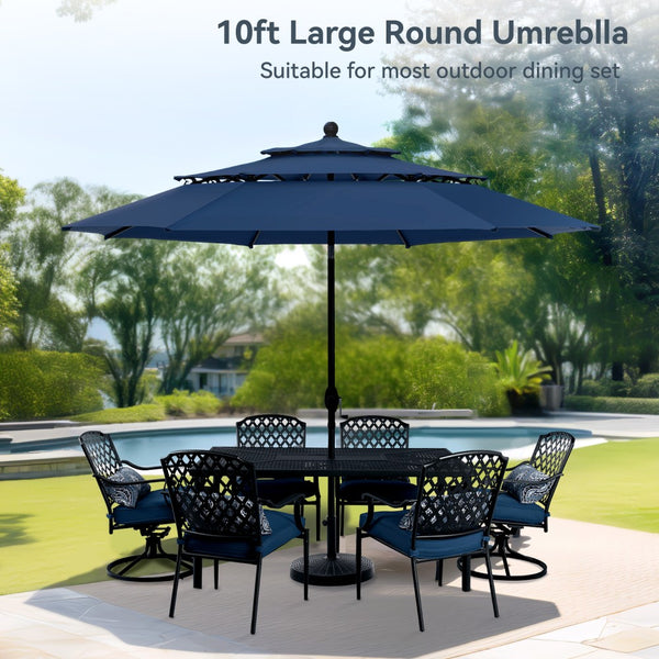 3m 3 Tier Auto-tilt Patio Umbrella Outdoor Double Vented Umbrella