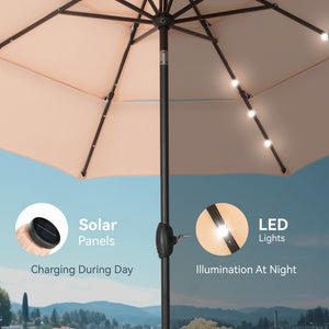 3m Solar 3 Tier Auto-tilt Patio Vented Umbrella with LED Lights