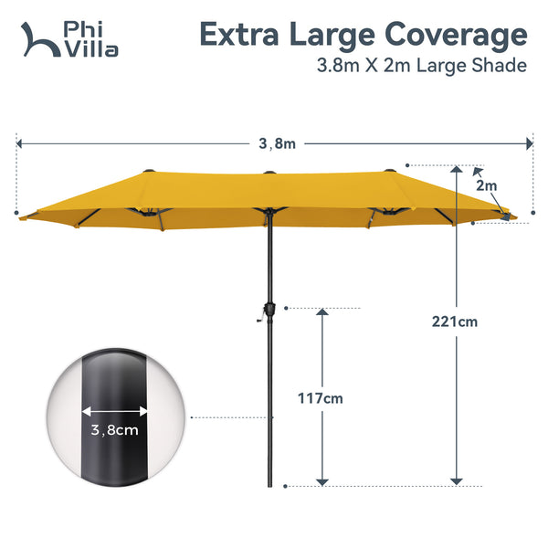 4m Large Double-Sided Garden Parasol