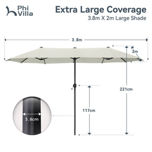4m Large Double-Sided Garden Parasol
