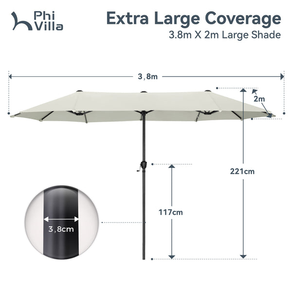 4m Large Double-Sided Garden Parasol