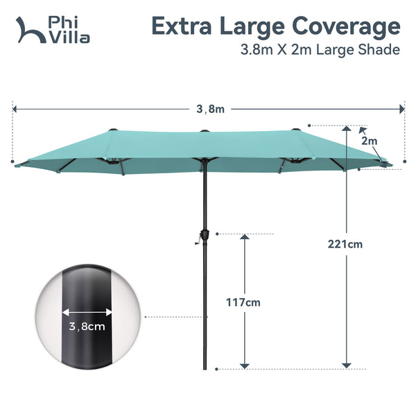 4m Large Double-Sided Garden Parasol