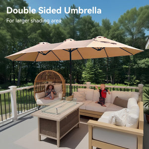 4.5m Double-Sided Patio Extra Large Twin Umbrella with Base