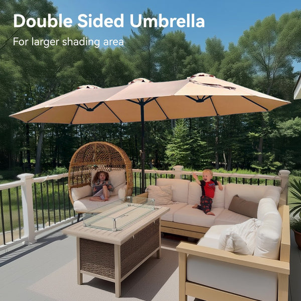 4.5m Double-Sided Patio Extra Large Twin Umbrella with Base