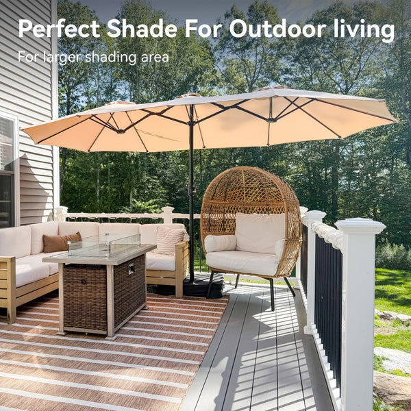 4.5m Double-Sided Patio Extra Large Twin Umbrella with Base
