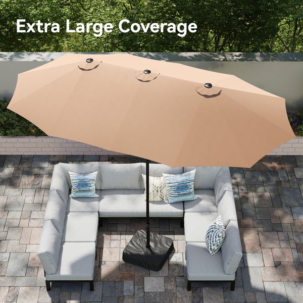 4.5m Double-Sided Patio Extra Large Twin Umbrella with Base