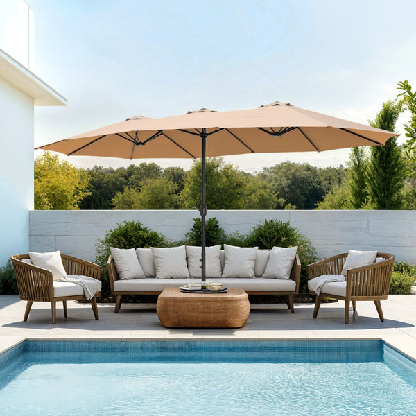 4.5m Double-Sided Patio Extra Large Twin Umbrella with Base