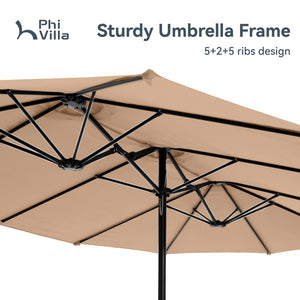 4.5m Double-Sided Patio Extra Large Twin Umbrella with Base