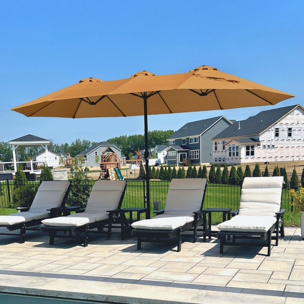 4.5m Double-Sided Patio Extra Large Twin Umbrella with Base