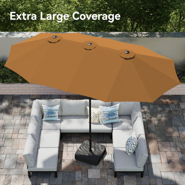 4.5m Double-Sided Patio Extra Large Twin Umbrella with Base