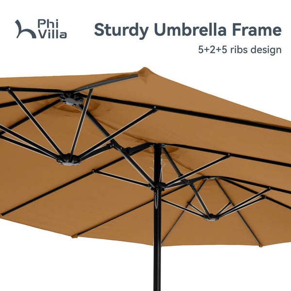 4.5m Double-Sided Patio Extra Large Twin Umbrella with Base