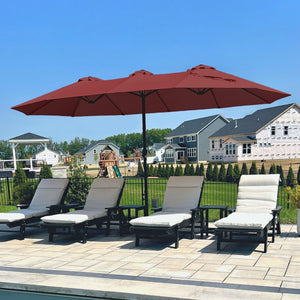 4.5m Double-Sided Patio Extra Large Twin Umbrella with Base
