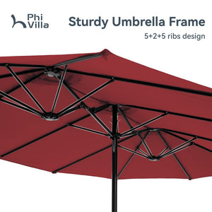 4.5m Double-Sided Patio Extra Large Twin Umbrella with Base