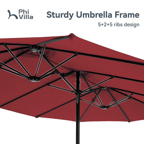 4.5m Double-Sided Patio Extra Large Twin Umbrella with Base