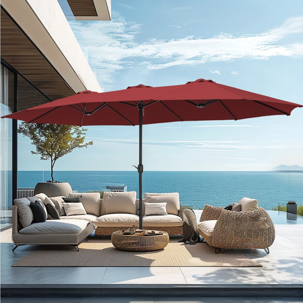4.5m Double-Sided Patio Extra Large Twin Umbrella with Base