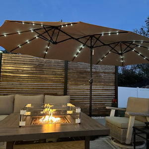 4.5m Solar Double-Sided Patio Extra Large Twin Umbrella with Led Lights and Base