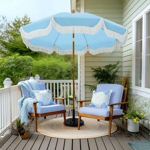 2m Auto-Tilt Beach Tassel Umbrella With Handy Carry Bags