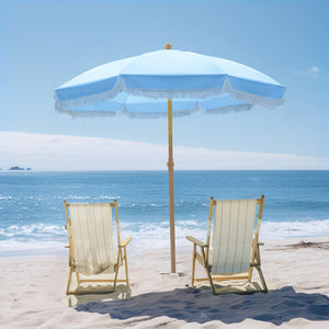 2m Auto-Tilt Beach Tassel Umbrella With Handy Carry Bags