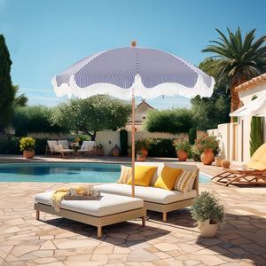 2m Auto-Tilt Beach Tassel Umbrella With Handy Carry Bags