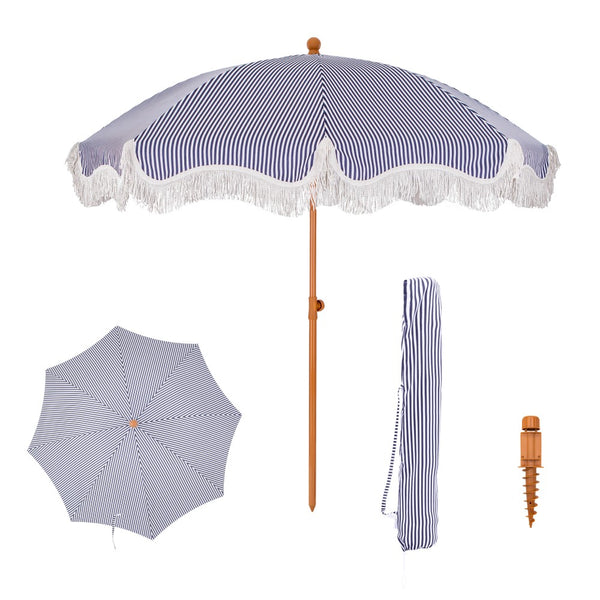 2m Auto-Tilt Beach Tassel Umbrella With Handy Carry Bags