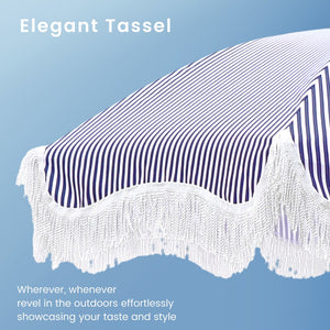 2m Auto-Tilt Beach Tassel Umbrella With Handy Carry Bags