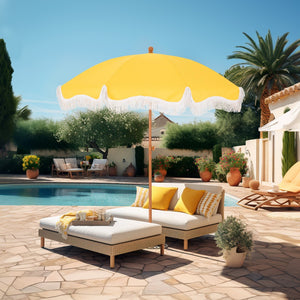 2m Auto-Tilt Beach Tassel Umbrella With Handy Carry Bags
