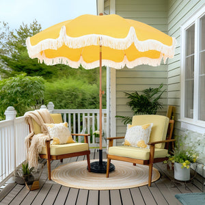 2m Auto-Tilt Beach Tassel Umbrella With Handy Carry Bags
