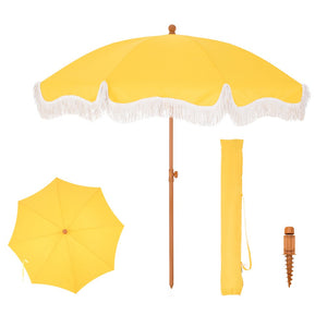 2m Auto-Tilt Beach Tassel Umbrella With Handy Carry Bags