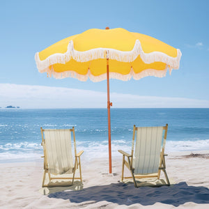 2m Auto-Tilt Beach Tassel Umbrella With Handy Carry Bags