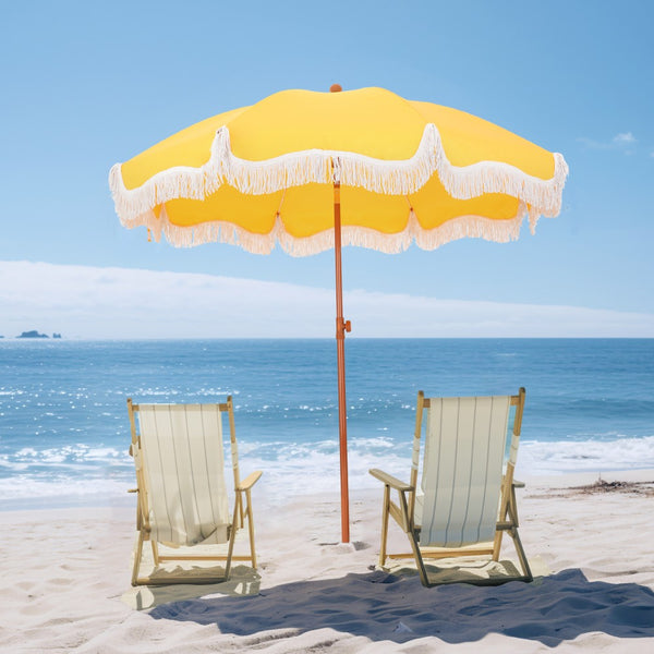 2m Auto-Tilt Beach Tassel Umbrella With Handy Carry Bags
