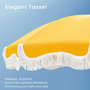 2m Auto-Tilt Beach Tassel Umbrella With Handy Carry Bags