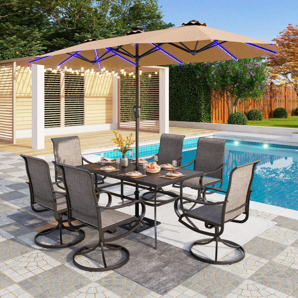 4m Large Double-Sided Patio Umbrella with Solar Powered LED Lights