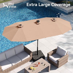 4m Large Double-Sided Patio Umbrella with Solar Powered LED Lights