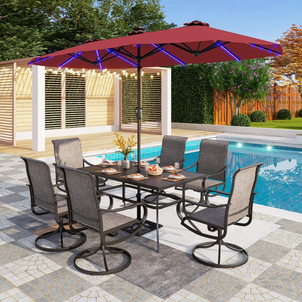 4m Large Double-Sided Patio Umbrella with Solar Powered LED Lights