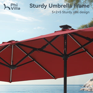4m Large Double-Sided Patio Umbrella with Solar Powered LED Lights