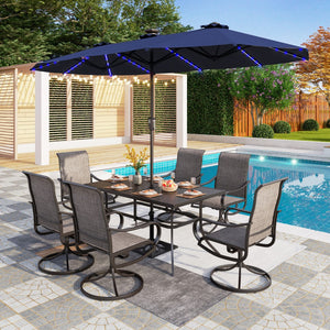 4m Large Double-Sided Patio Umbrella with Solar Powered LED Lights