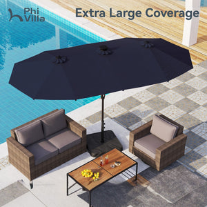 4m Large Double-Sided Patio Umbrella with Solar Powered LED Lights