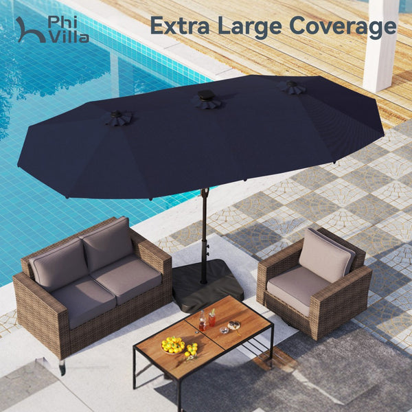 4m Large Double-Sided Patio Umbrella with Solar Powered LED Lights