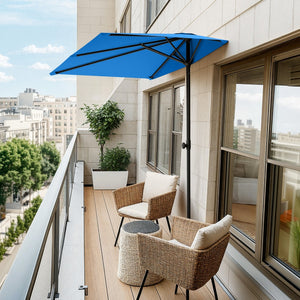 2.5 x 1.3m Half Garden Parasol with Clamp Base