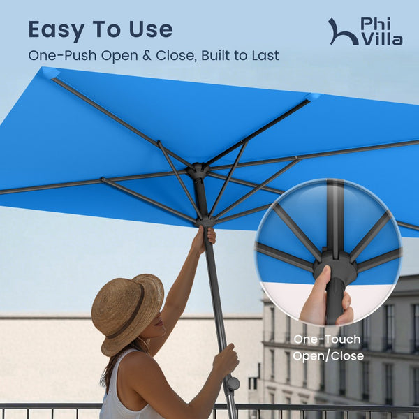 2.5 x 1.3m Half Garden Parasol with Clamp Base
