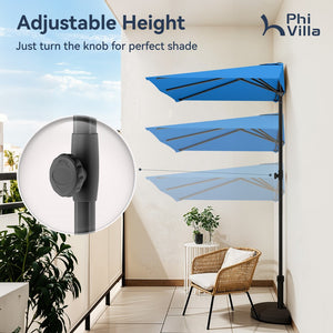 2.5 x 1.3m Half Garden Parasol with Clamp Base