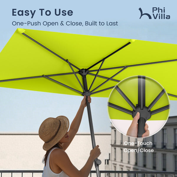 2.5 x 1.3m Half Garden Parasol with Clamp Base